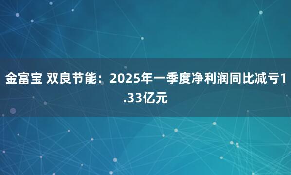 金富宝 双良节能：2025年一季度净利润同比减亏1.33亿元